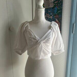 Express White Crop Romantic Top